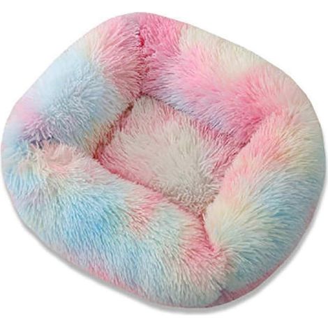 Lit carré d'hiver chaud et ultra doux pour chien, taille XS, tapis en peluche longue lavable pour chat, panier ou maison pour chiot, 1 pièce, couleurs arc-en-ciel (1/5)