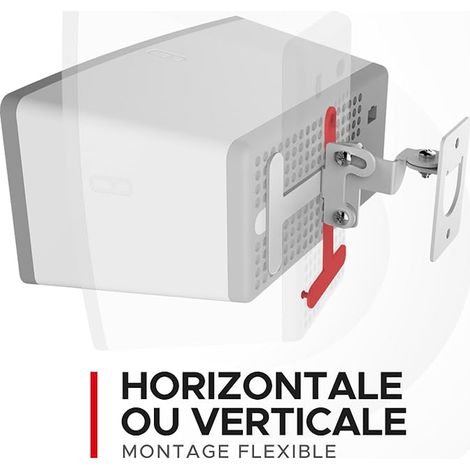Paire de Supports muraux Blanc compatibles avec Play:3 Uniquement, mécanisme de pivotement et d'inclinaison réglable, 2 Supports de Montage Comprenant Toutes Les Fixations (1/4)