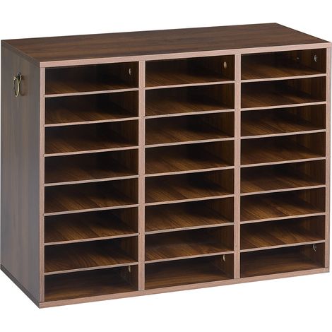 VEVOR Organizzatore per Documenti in Legno con 24 Scomparti Colore Marrone, per Ufficio e Casa, Posizionabile su Piano Appoggio, per Archiviazione di Carte Libri e Quaderni, con Ripiani Regolabili (1/5)