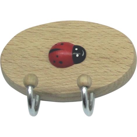 GANCIO ADESIVO IN LEGNO COCCINELLA 2 POSTI Q.TA 10