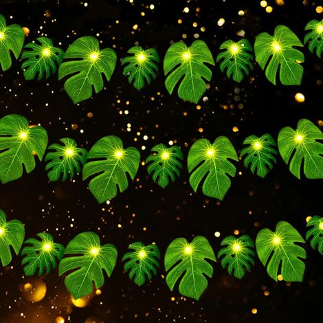 LED Guirlande Lumineuse Tropicale, 3M 20 LED Guirlande Feuilles de Palmier Lumineuse Hawaïen, Fairy Lights Hawaïenne, Convient pour une Fête de Barbecue Sur La Plage En Été (1/5)