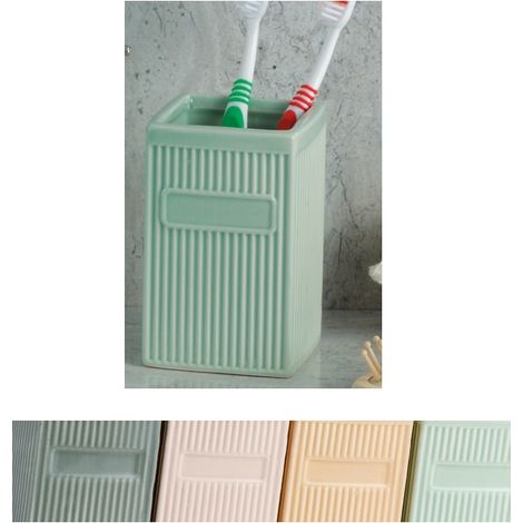 Bicchiere Portaspazzolini in ceramica righe 4 Colori (1/2)