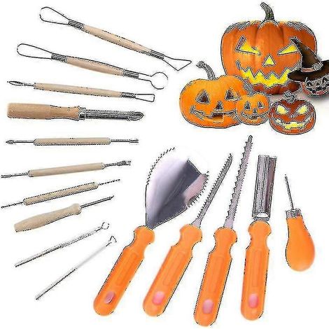 Ensemble de 15 pièces pour la sculpture de citrouilles, matériel professionnel, outils, ensemble de couteaux à sculpter en acier inoxydable (1/3)