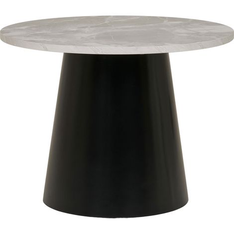 Brito - Tavolino da salotto effetto marmo grigio e nero ø60x45 cm