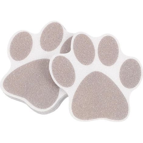 Set mit 10 pfotenförmigen Badewannenaufklebern, selbstklebende Wand- und Bodenaufkleber – 9,9 x 9,5 cm – Grau (1/4)