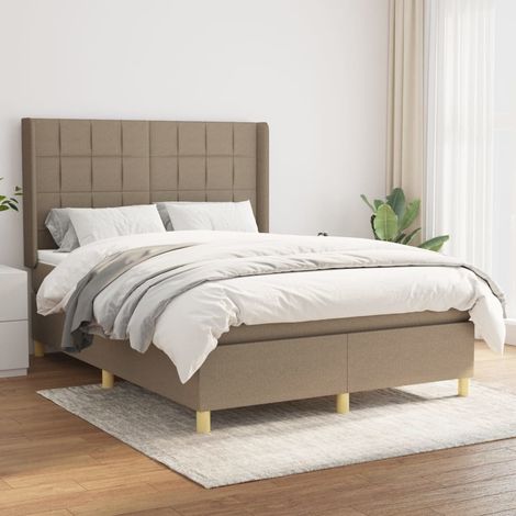 Lit Adulte moderne, Lit à sommier tapissier avec matelas Taupe 140x200 cm Tissu GSW82669 (1/5)