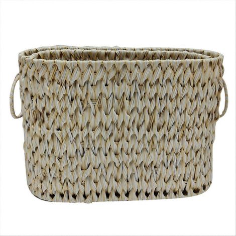 Panier de rangement tressé, panier en osier imperméable avec poignées, B (1/5)