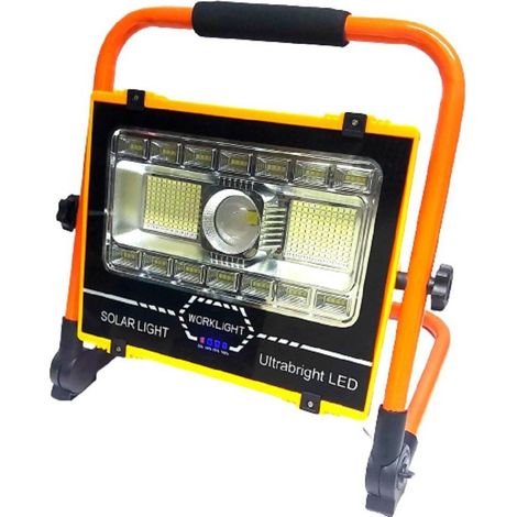 TrAdE Shop Traesio - Faro Di Emergenza Lavoro A Led 100 W Ricaricabile Pannello Solare Staffa Ab-t27 - (1/5)