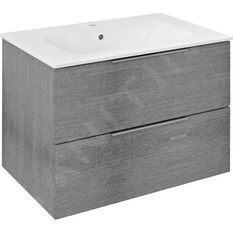 Sapho Cirasa - Meuble-lavabo 70x52x46 cm, 2 tiroirs, chêne argenté CR701-1111 (1/2)