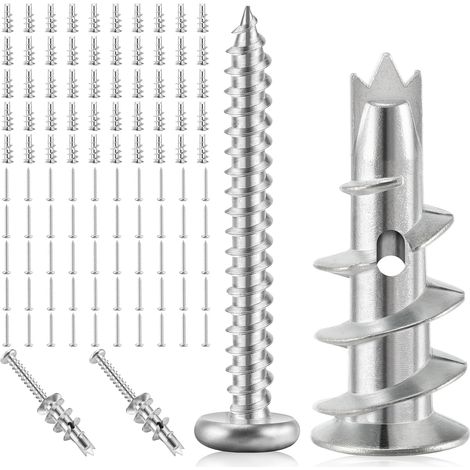 APEX Paquet de 50 chevilles pour cloisons sèches robustes, chevilles autobloquantes, utilisées pour fixer des matériaux tels que le béton, la brique et les plaques de plâtre. (1/4)