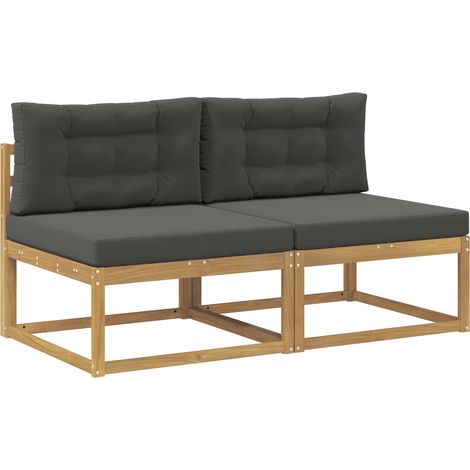 2 Piece Outdoor Middle Sofa Polyester White vidaXL