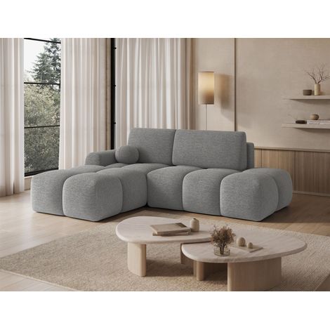 Ecksofa mit Schlaffunktion Sofa PLAY Stoff Coral Grau Ottomane Links (1/5)