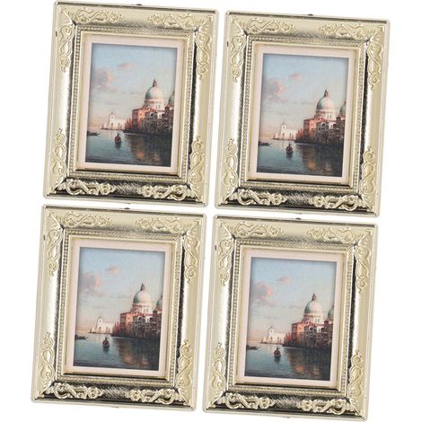 4 cadres photo miniatures à l'échelle 1:12 pour maison de poupée, reproduction fidèle d'une peinture à l'huile, type 2. (1/5)