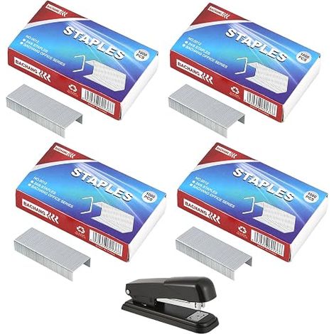 4000 Staples 24/6 Pack of 4 Boxes of 1000 Pieces, Universal Galvanised Steel Staples with Chiseled Tip, for Stapler Office, School, Warehouse, Binding up to 20 Sheets, Office Consumable (1/5)