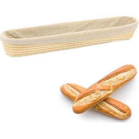 Cesta ovalada de 2 piezas para fermentar pan, cuenco de ratán hecho a mano, forrada, 25815 cm, fácil de limpiar, beige (1/5)