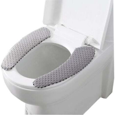 paio di copriwater grigi, copriwater spessi per bagno, cuscino caldo e spesso autoadesivo per l'inverno, copricuscino portatile, lavabile e riutilizzabile