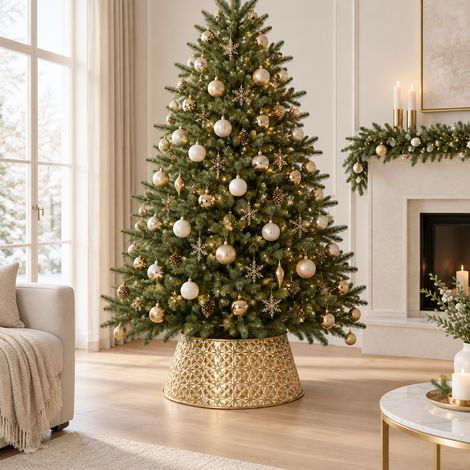 Copri base per albero di Natale, in ferro dorato con decorazioni dorate e diametro da 70 cm (1/5)