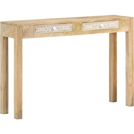 Table console,Table d'appoint,Bout de canapé 110x30x75 cm bois de manguier massif blanchi -70018 (1/5)