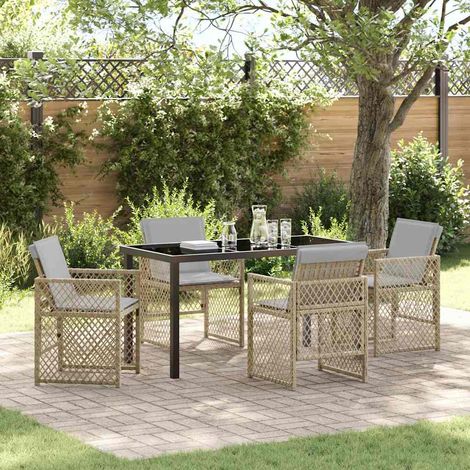 vidaXL Set da Pranzo per Giardino 5 pcs Beige polyrattan
