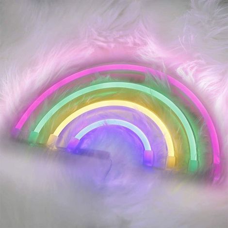 Mignon arc-en-Enseignes lumineuses LED Rainbow Light pour Dorm Decor USB 3-AA alimenté par batterie Décor arc-en-Neon Lampes décorations pour les filles Chambre de Noël Birthday Party Salon comme-Fei (1/5)