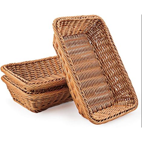 paniers tissés en poly-osier pour le stockage du pain, nourriture, fruits, légumes, service, restaurant, maison et cuisine (1/5)