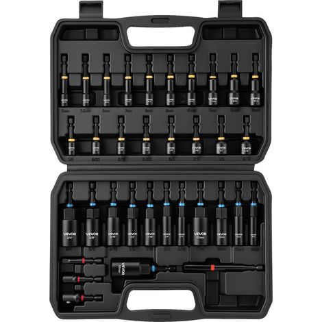 Coffret 34 Pièces Jeu de Douilles Magnétiques pour Visseuse Vissage Auto et Bricolage Finition Phosphate Noir avec Mallette (1/5)