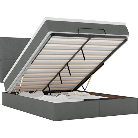 Maison Exclusive - Ottoman-Bett mit Matratze & LEDs Dunkelgrau 14