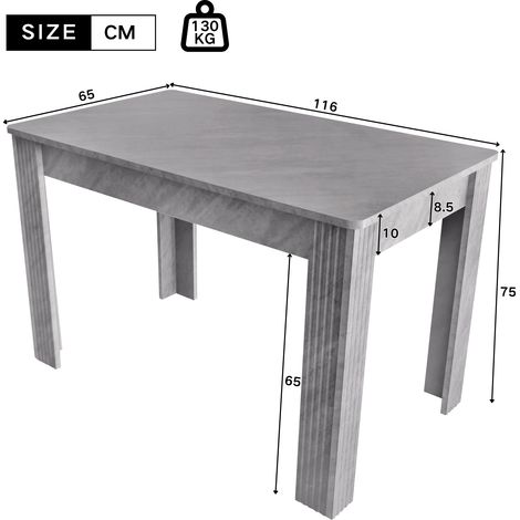 Table à manger en chêne, table de salle à manger rectangulaire robuste, table à quatre pieds, style moderne et simple, aspect béton, table de café et de repas (1/5)