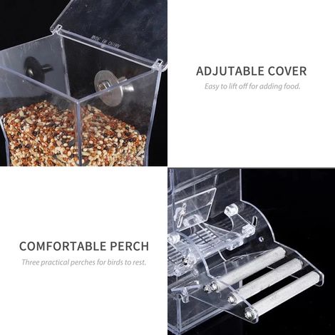 Mangeoire à oiseaux suspendue pour Cage, boîte d'alimentation pour maison, récipient de nourriture pour perroquets, alimentation extérieure, mangeoires à oiseaux, accessoires de perche (1/5)