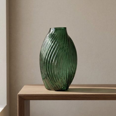 Relica Textured Emerald Swirl Glass Vase (1/2)
