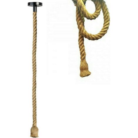PORTALAMPADA LAMPADARIO SOFFITTO CORDA E27 EDISON PENDENTE NODO VINTAGE 2 MT