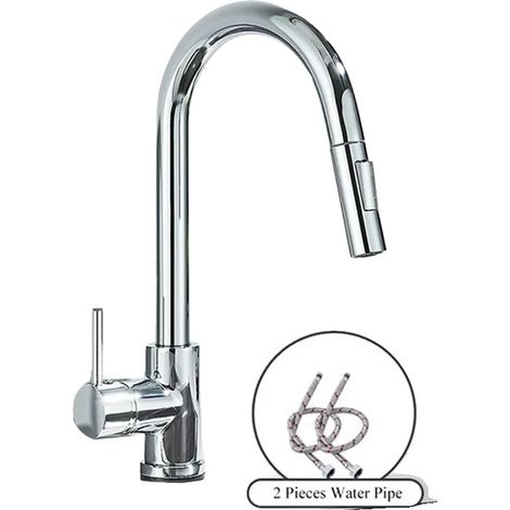 Grifo de cocina con rociador extraíble, diseño para montaje sobre encimera, cromado. (1/2)