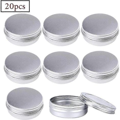 Lot de 14 pots ronds en aluminium de 60 ml avec couvercles à vis, parfaits pour les loisirs créatifs et le rangement de voyage (platine). (1/4)