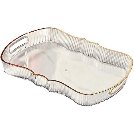 Serviertablett, Badezimmertablett, Obsttablett, Tablett für Cafés und Cafeterias, Kosmetiktablett für das Frühstück-White L (1/5)