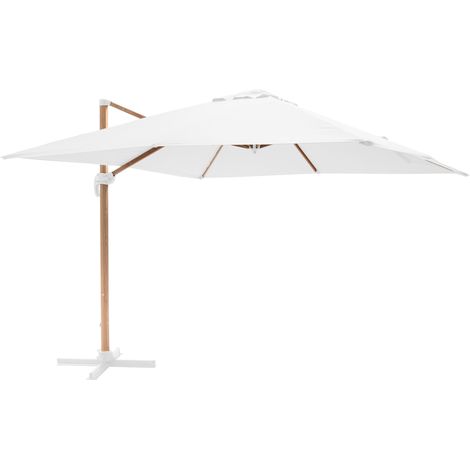 Oviala – Parasol déporté carré 3x3m – Mât central rotatif 360° – Toile polyester imperméable 250g/m² – Finition époxy imitation bois (1/5)