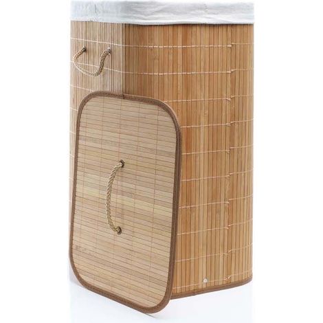 Panier à linge rectangulaire en bambou 72 l : Pratique brun clair (1/5)
