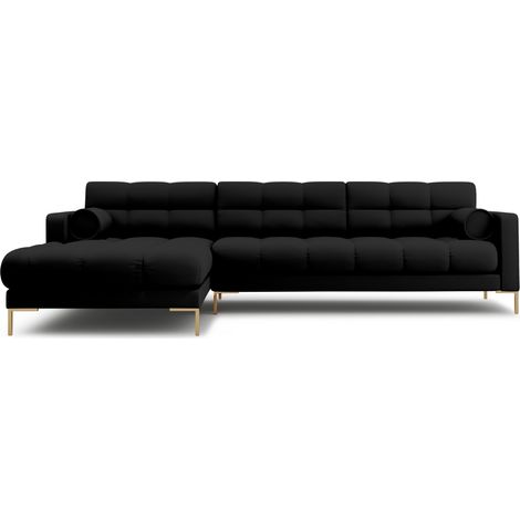 Canapé d'angle gauche 5 places en tissu structurel noir (1/5)