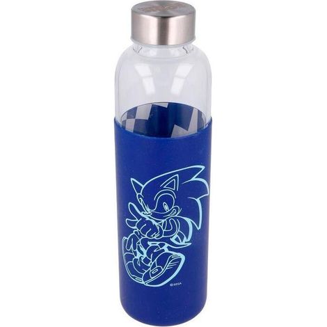 Botella cristal Sonic The Hedgehog funda silicona 585ml