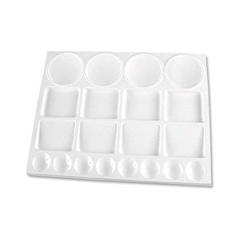 Palette en plastique - Rectangulaire - 12 compartiments - Toutes peintures