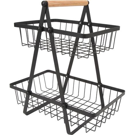 Corbeille à fruits de comptoir à 2 niveaux, détachable, multifonctionnelle et facile à nettoyer, pour légumes et pain. (1/5)