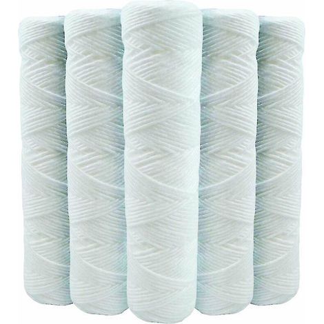 Lot de 5 cartouches filtrantes spiralées anti-sédiments 10 pouces (254 mm), 20 microns - Compatibles avec les filtres de 10 pouces. Fabriquées en France. (1/4)
