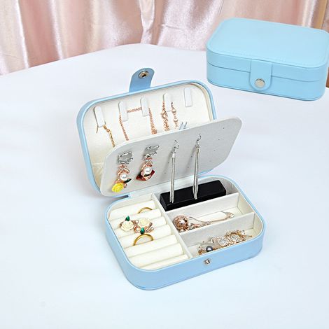 (Hellblau) Reise-Schmucketui aus PU-Leder – Schmuck-Organizer für Ohrringe, Ringe, Halsketten – Brautjungferngeschenke für Mädchen – Schmucketui aus PU-Leder