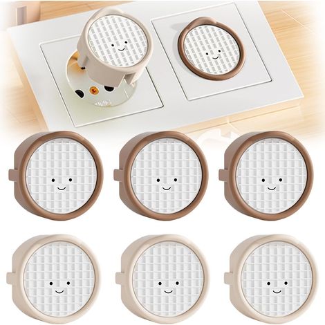 (Smiley) 6 Pcs cache prise, prises de type F, boîte en silicone, couvercle décoratif/coque de protection contre la poussière, cache-prises, cache-poussière, dispositifs de protection (1/5)