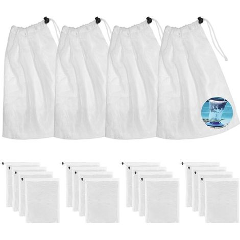 Lot de 20 sacs filtrants pour aspirateur de piscine - Filet de rechange - Avec cordon de serrage - Pour aspirateur de piscine - Pour récupérer les feuilles