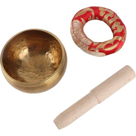 Ensemble de bols chantants de Bouddha portables en métal pour la méditation, avec coussin et maillet en bois, pour le yoga et la guérison spirituelle.