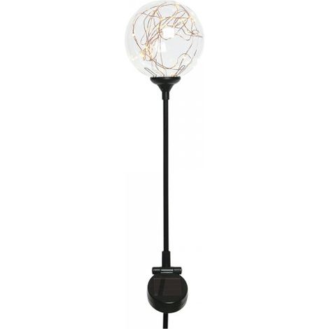 Piquet solaire globe en verre avec filament led blanc chaud