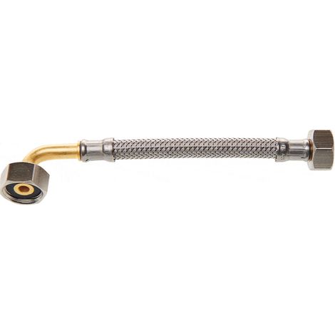 Pbtub – Flexible sanitaire tressé inox coudé – Tuyau Ø8mm avec joint – Femelle/Femelle 15x21 – Longueur 300mm pour installation en espaces restreints