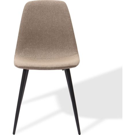 CHICFURN Set di 2 sedie da pranzo minimaliste in tessuto e metallo marrone kaki scuro (1/5)