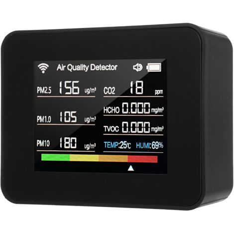 QORVA-Compteur de qualité de l’air Tuya WiFi 13 en 1, moniteur intérieur détectant CO₂, TVOC, HCHO, PM2.5, PM1.0, PM10, humidité, température, date, heure, alarme, minuterie, chronomètre pour maison,