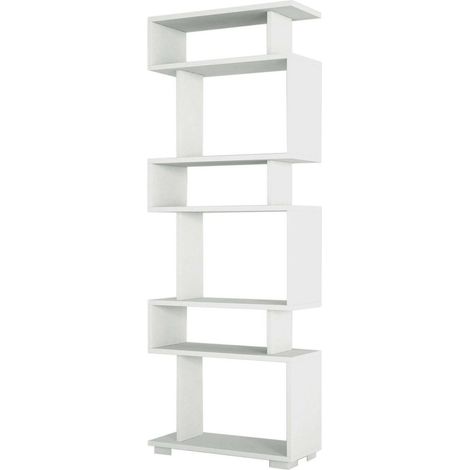 Dmora - Libreria Panopea, Scaffale da ufficio, Mobile portalibri, Biblioteca, 60x20h165 cm, Bianco, con imballo rinforzato, con imballo rinforzato (1/4)